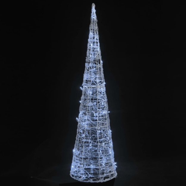 Piramide Decorativa Cono Luce LED Acrilico Bianco Freddo 90 cm