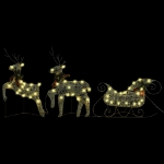 Renne e Slitta di Natale Decorazione Esterni 140 LED Oro