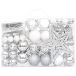 Set Addobbi di Natale 108 pz Argento e Bianco