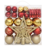 Set Addobbi di Natale 70 pz Oro e Rosso