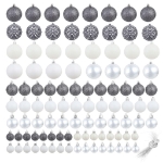 Set Palline di Natale 100 pz 3/4/6 cm Bianco/Grigio