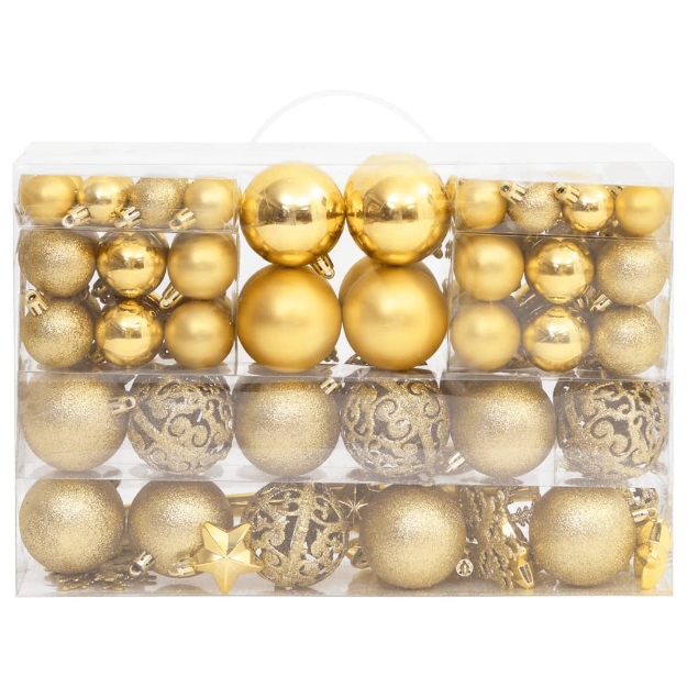 Set Palline di Natale 111 pz Oro in Polistirene