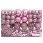 Set Palline di Natale 111 pz Rosa in Polistirene