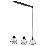 Lampadario con Design Diamante Nero 3 Lampadine E27