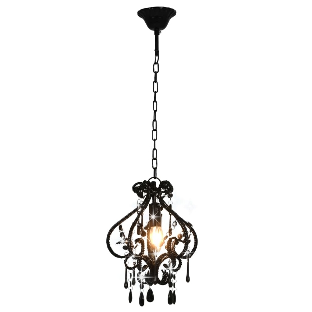 Lampadario con Perle Nero Rotondo E14