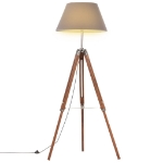 Lampada a Treppiede Marrone e Grigio in Legno di Teak 141 cm