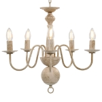 Candelabro Stile Anticato Bianco 5 Lampadine E14