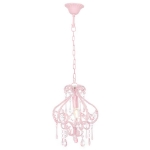 Lampadario con Perle Rosa Rotondo E14