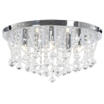 Lampadario Perle di Cristallo Argento Rotondo 4  Lampadine G9