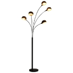 Lampada da Terra 200 cm 5 Bulbi E14 Nero e Oro