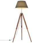 Lampada a Treppiede Marrone e Nero in Legno di Teak 141 cm