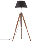 Lampada a Treppiede Marrone e Nero in Legno di Teak 141 cm