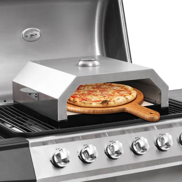 Forno Pizza con Piastra Ceramica per Barbecue a Gas e Carbone