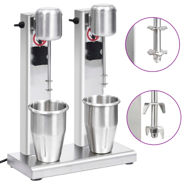 Frullatore per Milkshake con Tazza Doppia in Acciaio Inox 2 L