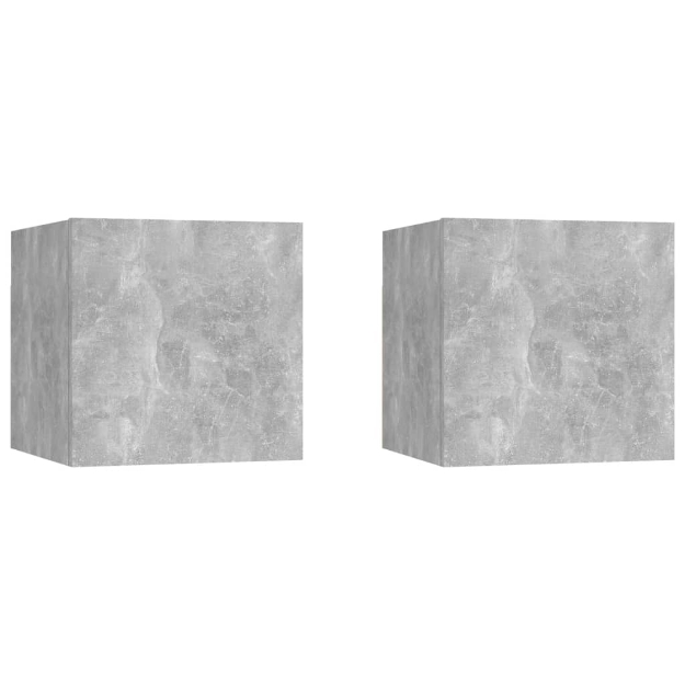 Comodini Grigio Cemento 2 pz 30,5x30x30 cm in Truciolato