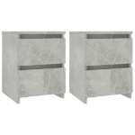 Comodini 2pz Grigio Cemento 30x30x40 cm in Legno Multistrato