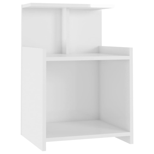 Comodini 2pz Bianco Lucido 40x35x60 cm in Legno Multistrato