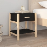 Tavolini da Letto 2pz Nero 42x38x45 cm in Legno Multistrato