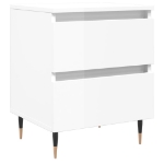 Comodini 2pz Bianco Lucido 40x35x50 cm in Legno Multistrato