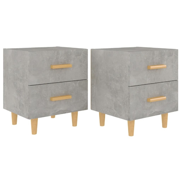 Comodini 2 pz Grigio Cemento 40x35x47,5 cm