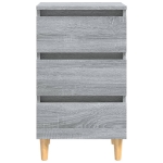 Comodini Gambe in Legno Massello 2 pz Grigio Sonoma 40x35x69 cm