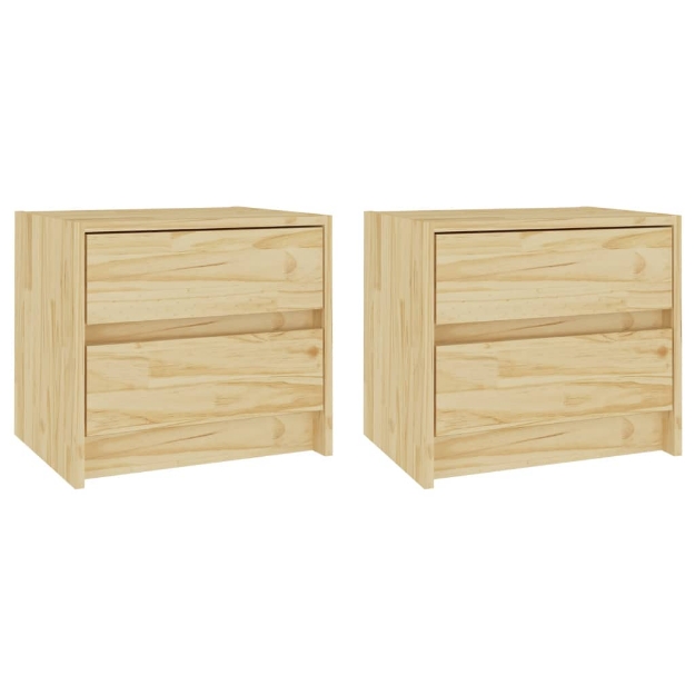 Comodini 2 pz 40x30,5x35,5 cm in Legno Massello di Pino