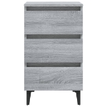 Comodino con Gambe in Metallo Grigio Sonoma 40x35x69 cm