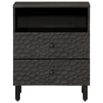 Comodino Nero 50x33x60 cm in Legno Massello di Mango