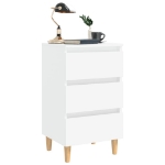 Comodino con Gambe in Legno Massello Bianco 40x35x69 cm