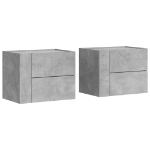 Comodini a Muro 2 pz Grigio Cemento 45x30x35 cm