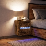 Comodino a Parete con luci LED Rovere Fumo