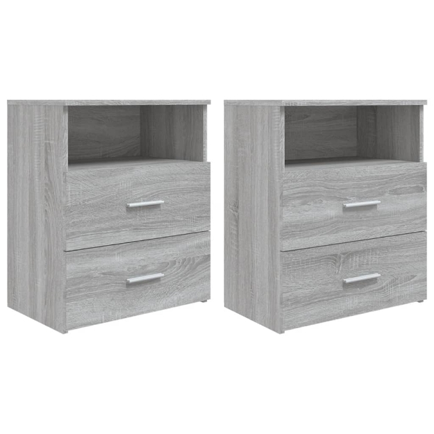 Comodini 2 pz Grigio Sonoma 50x32x60 cm