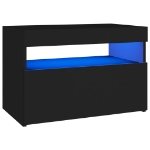 Comodino con Luci LED Nero 60x35x40 cm in Legno Multistrato