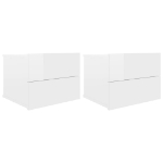 Comodini 2 pz Bianco Lucido 40x30x30 cm in Legno Multistrato