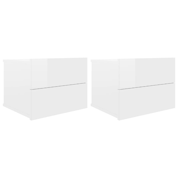 Comodini 2 pz Bianco Lucido 40x30x30 cm in Legno Multistrato