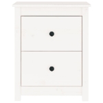 Comodino Bianco 50x35x61,5 cm in Legno Massello di Pino