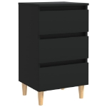 Comodino con Gambe in Legno Massello Nero 40x35x69 cm