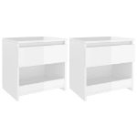 Comodini 2pz Bianco Lucido 40x30x39 cm in Legno Multistrato