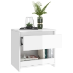 Comodini 2pz Bianco Lucido 40x30x39 cm in Legno Multistrato