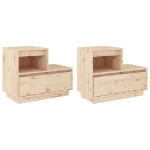 Comodini 2 pz 60x34x51 cm in Legno Massello di Pino