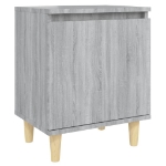 Comodini Gambe in Legno Massello 2 pz Grigio Sonoma 40x30x50 cm