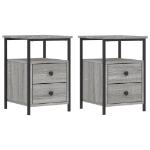 Comodini 2 pz Grigio Sonoma 34x35,5x50 cm in Legno Multistrato