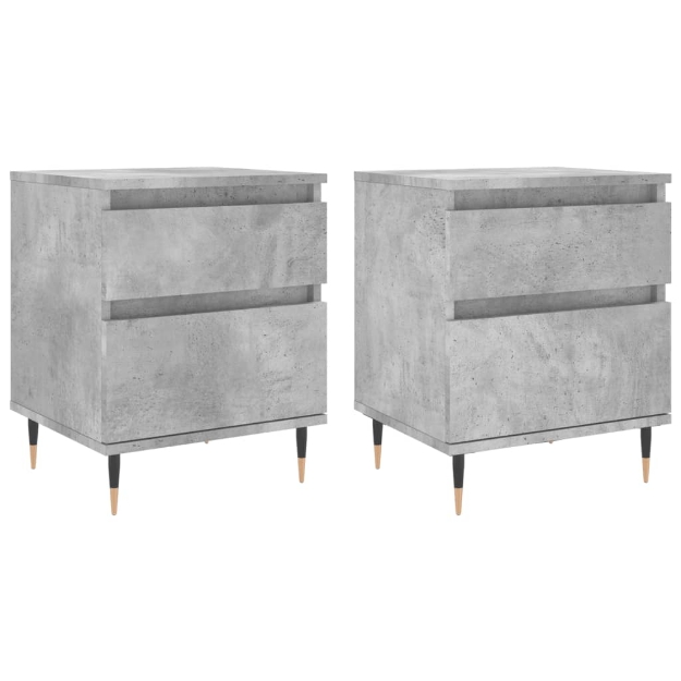 Comodini 2pz Grigio Cemento 40x35x50 cm in Legno Multistrato