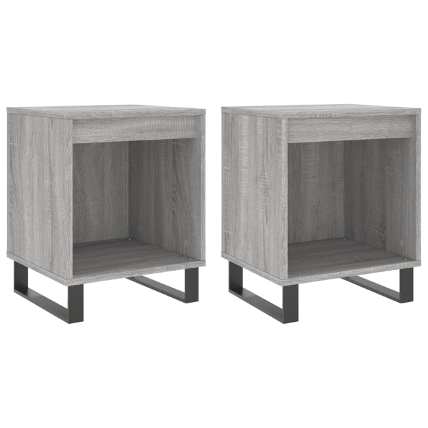 Comodini 2pz Grigio Sonoma 40x35x50 cm in Legno Multistrato