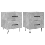 Comodini 2 pz Grigio Cemento 40x35x47,5 cm in Legno Multistrato