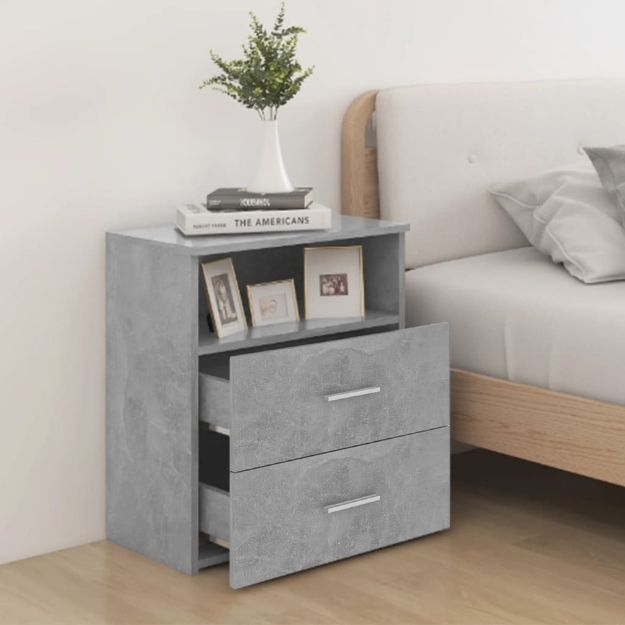 Comodini 2 pz Grigio Cemento 50x32x60 cm