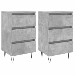 Comodini 2 pz Grigio Cemento 40x35x69 cm in Legno Multistrato