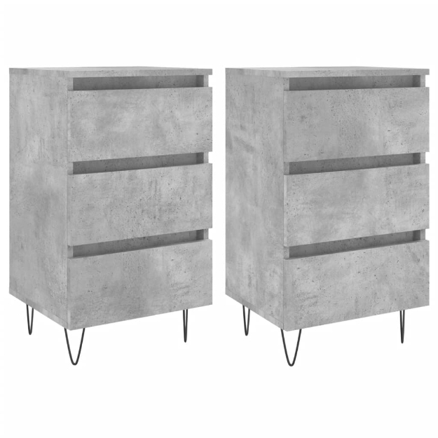 Comodini 2 pz Grigio Cemento 40x35x69 cm in Legno Multistrato