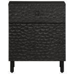 Comodino Nero 50x33x60 cm in Legno Massello di Mango