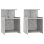 Comodini 2pz Grigio Cemento 40x35x60 cm in Legno Multistrato